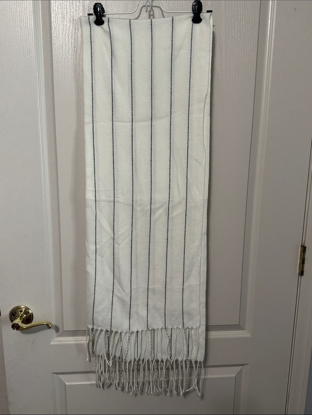 White Striped Fringe Pashmina/Scarf